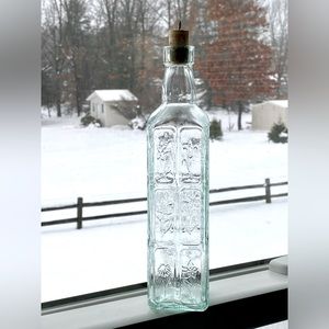 Bormioli Rocco Country Home Fiori Bottle~18-1/2-Ounce~Glass~Embossed Flowers~New